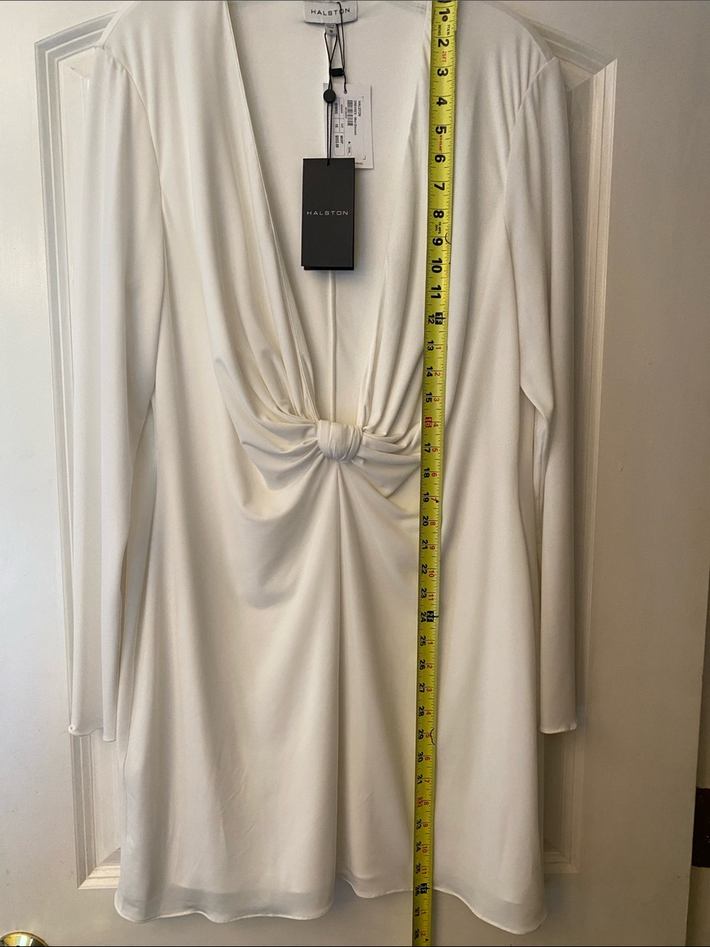 Halston Fay Draped Jersey Plunge Mini Dress NWT Size 16 - Picture 7 of 9